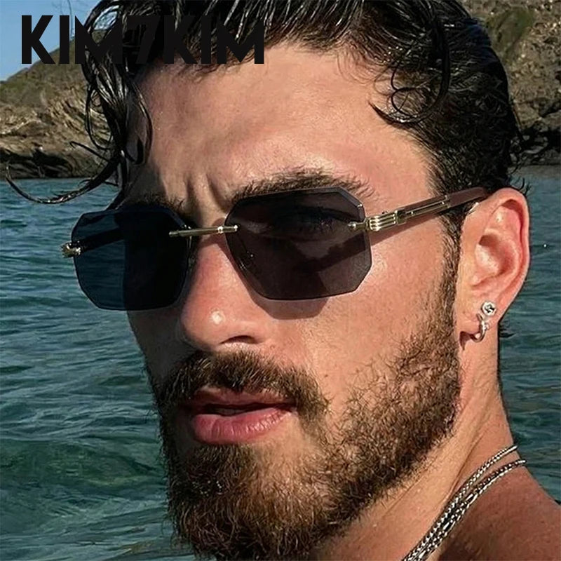 Men's Rimless Rectangle Sunglasses