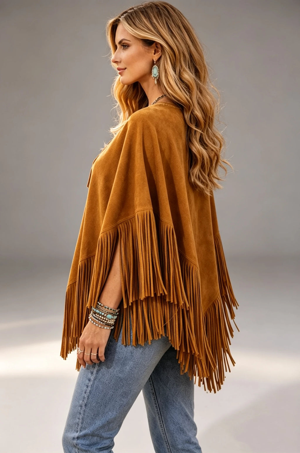 Boho Tassel Patchwork Cape Jacket