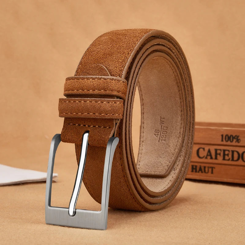 Plaid Suede Leather Pin Buckle Belt