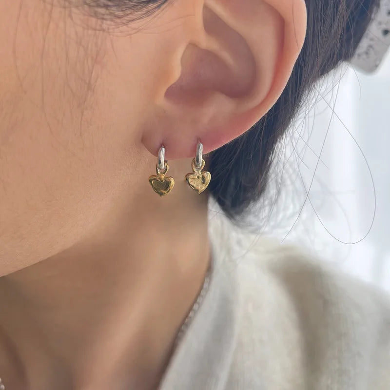 925 Silver Heart Hoop Earrings