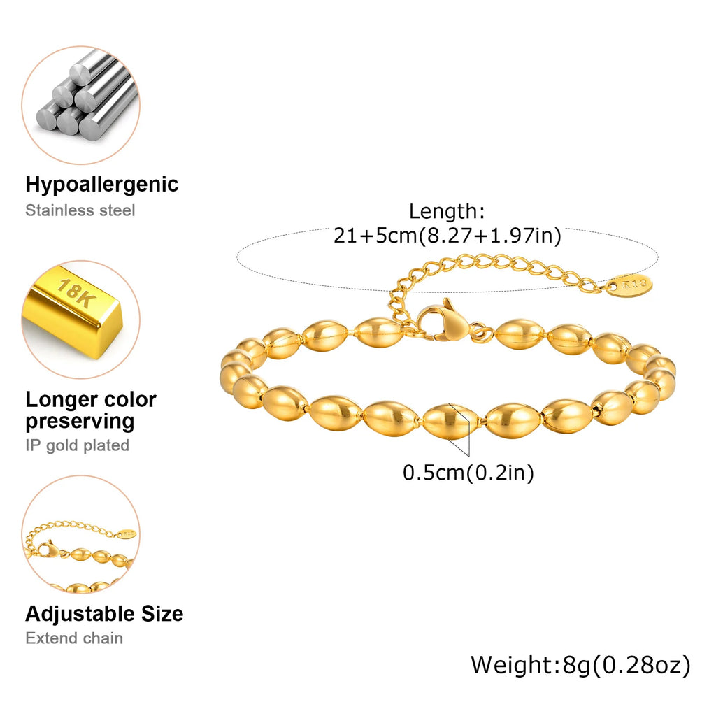 Stainless Steel Bead Chain Anklet