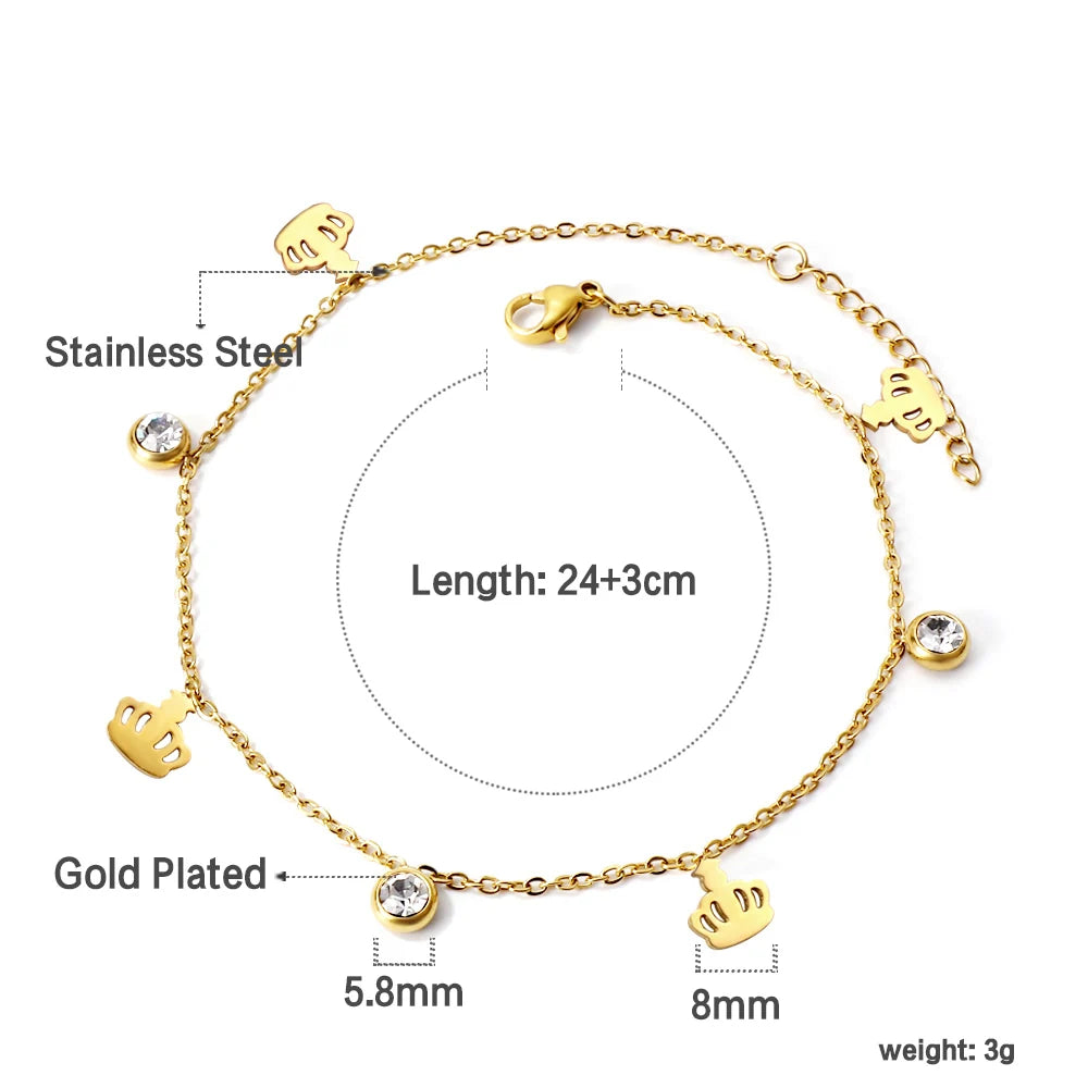Crystal Hamsa Hand Gold Anklet