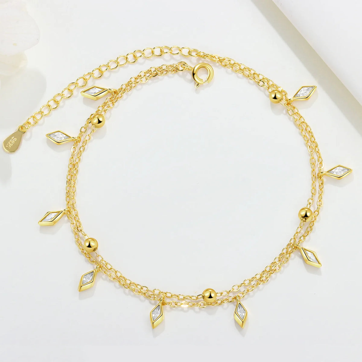 925 Silver Boho Double-Layer Anklet