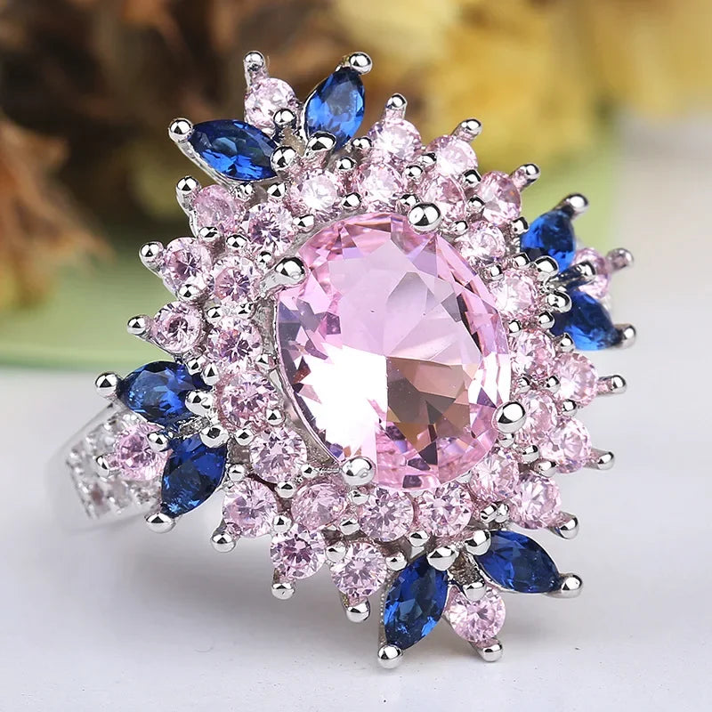 Blue Flower Sterling Silver Ring