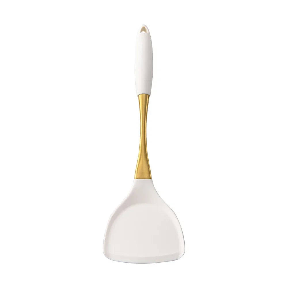 White & Gold Silicone Kitchen Utensils