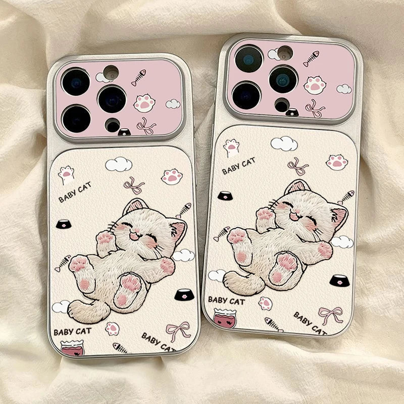 Embroidered Cat iPhone Case