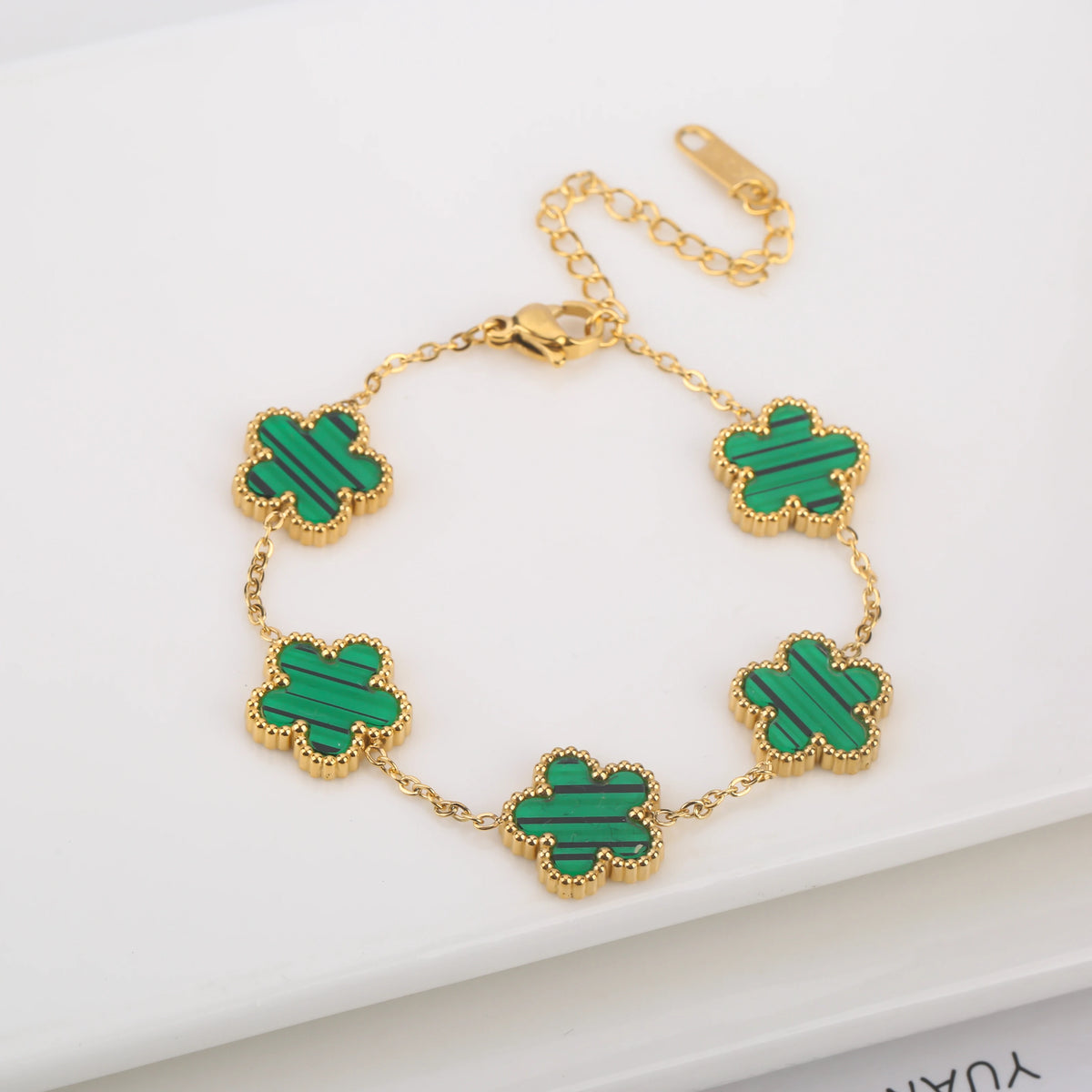 🍀 Five Leaf Clover Stainless Steel Bracelet