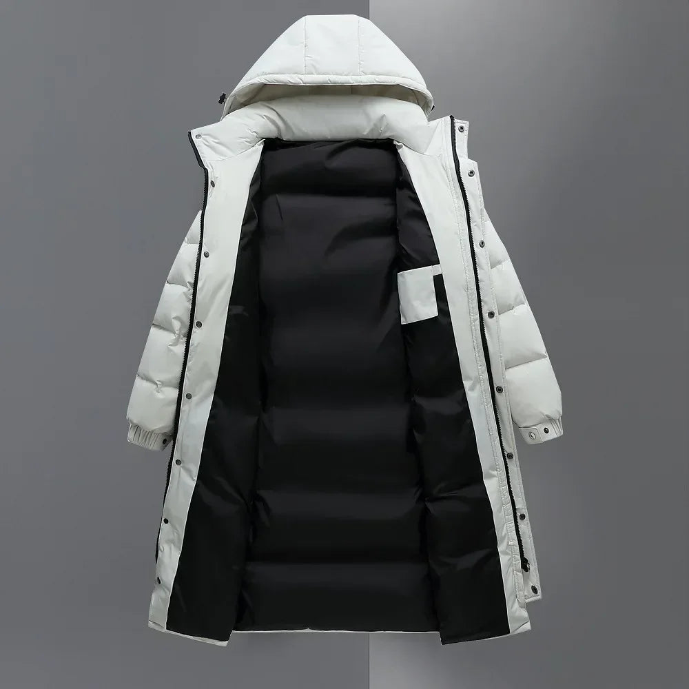 Men's Long White Duck Down Jacket