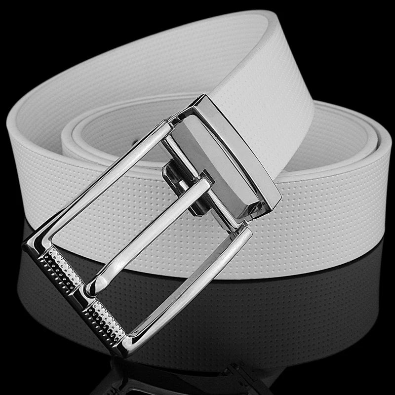 White Leather Pin Buckle Belt