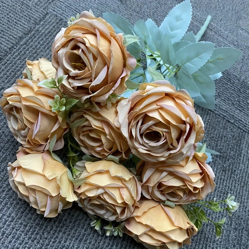 9-Head Artificial Rose Bouquet