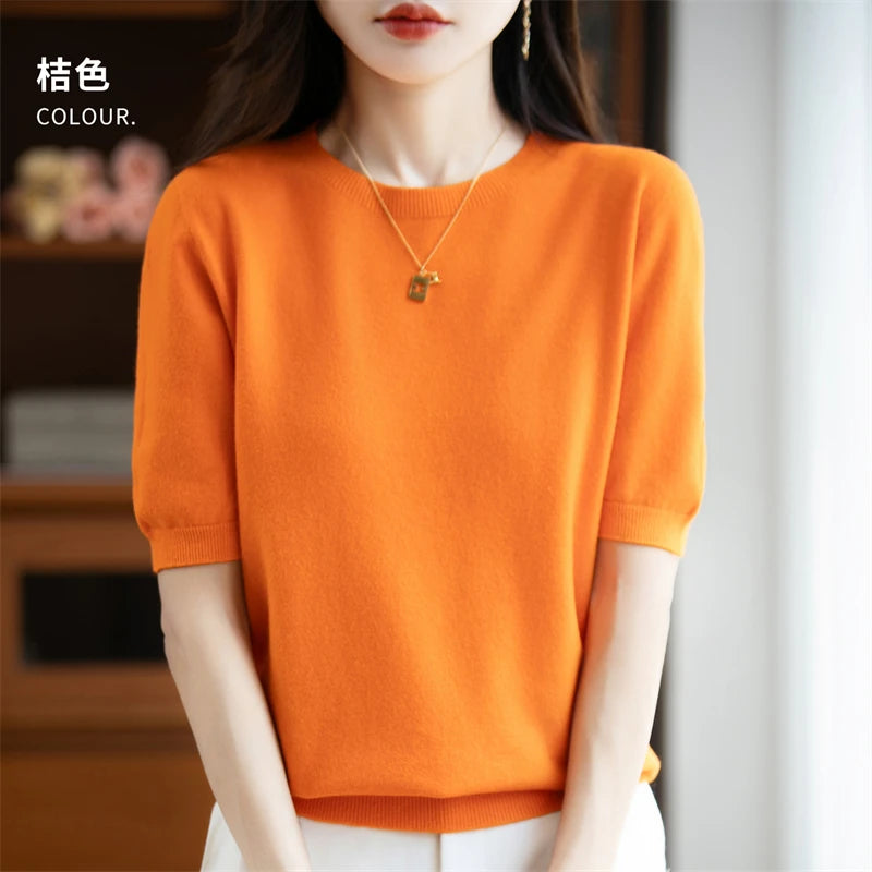 100% Merino Wool Short Sleeve Sweater