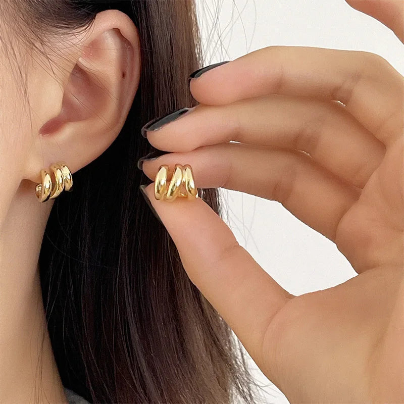 2-in-1 Geometric Oval Stud Earrings