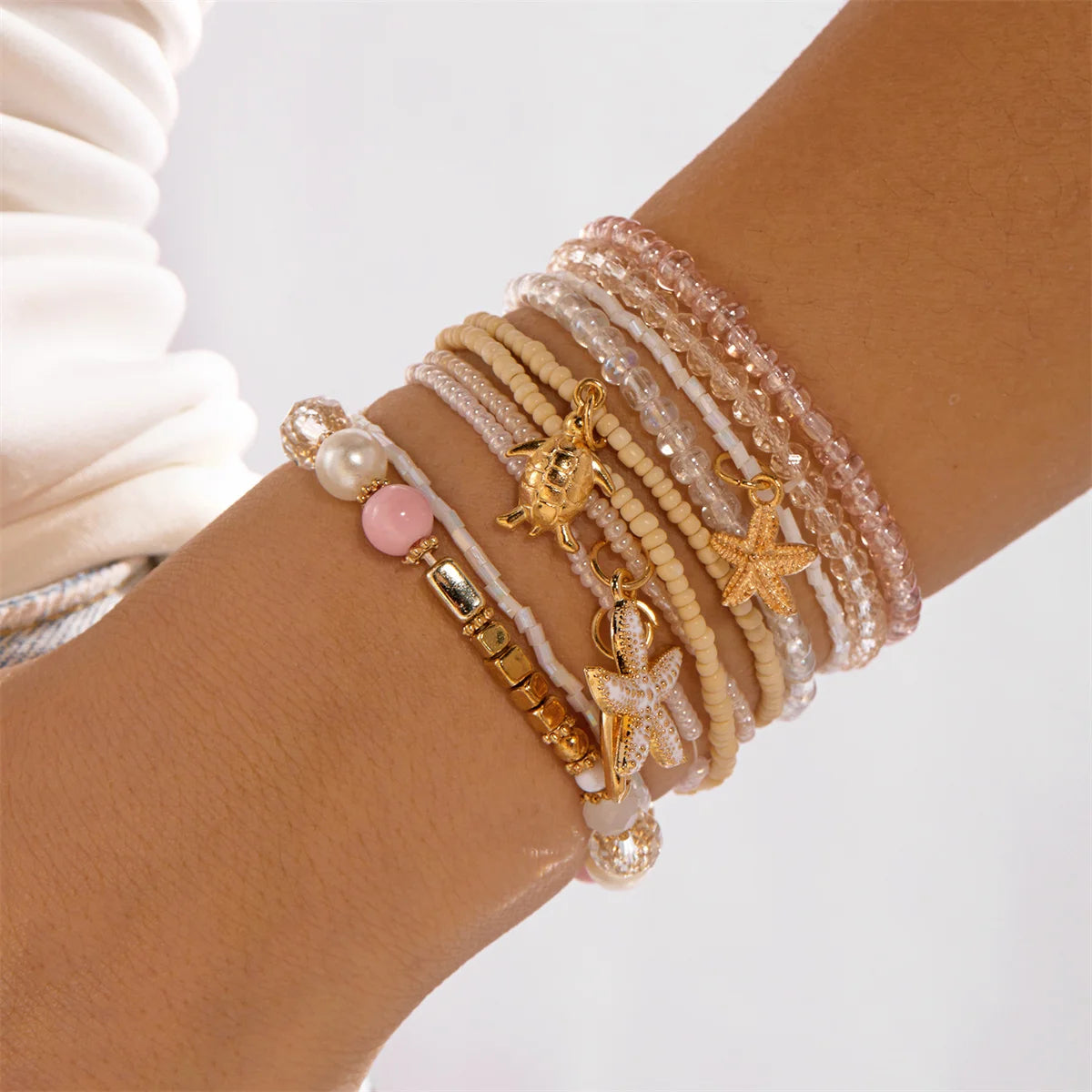 🐚 Beach Shell Starfish Bracelet Set