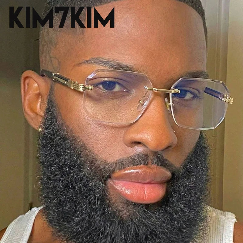 Men's Rimless Rectangle Sunglasses
