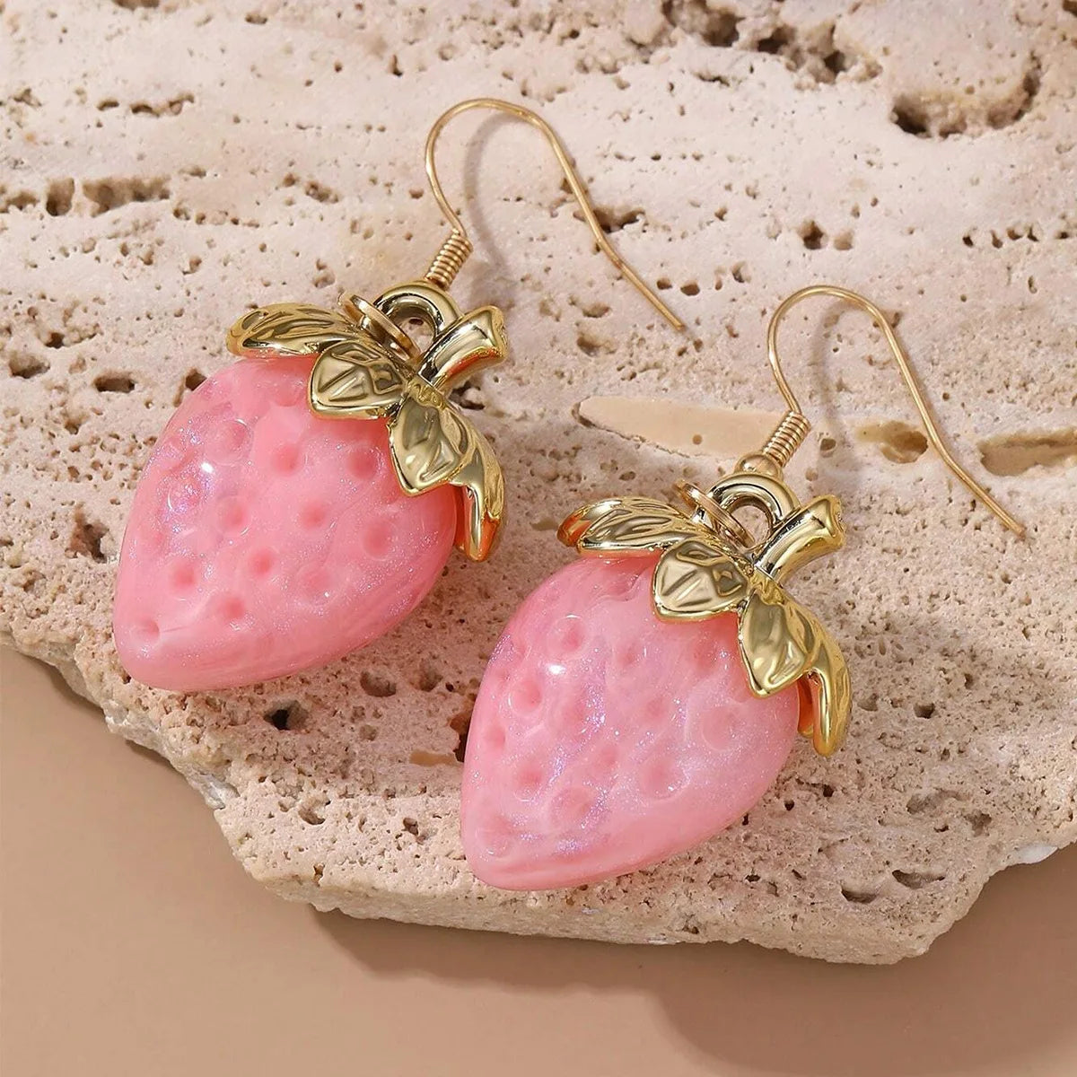 Sweet Strawberry Bow Drop Earrings