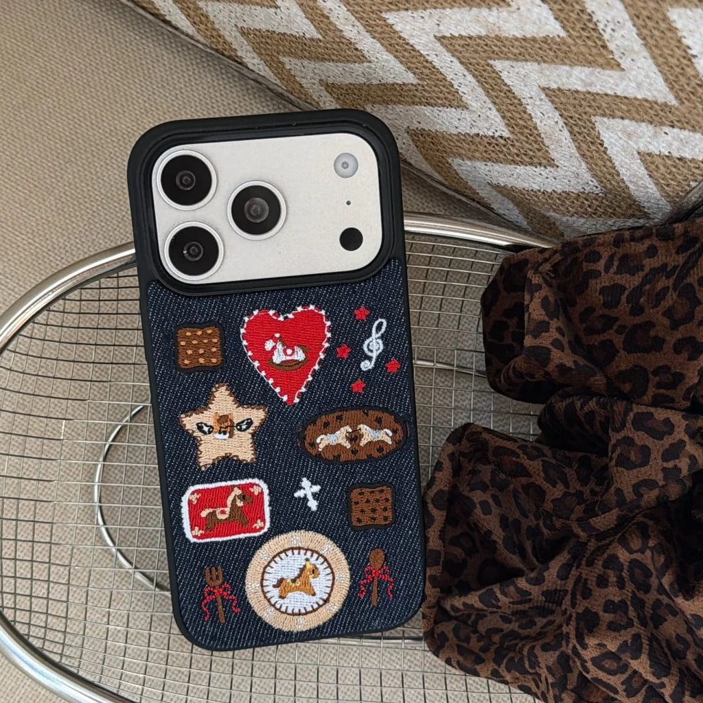 Embroidered Denim iPhone Case