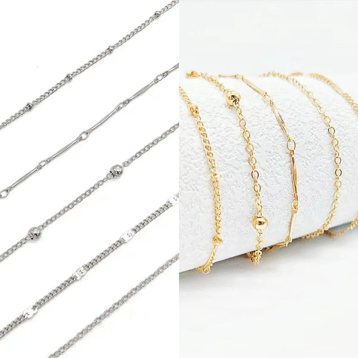 Silver Plated Anklet Set – 5 Pcs
