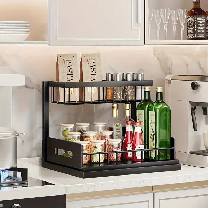 2-Tier Pull-Out Storage Shelf