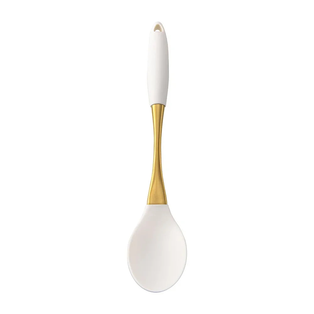 White & Gold Silicone Kitchen Utensils
