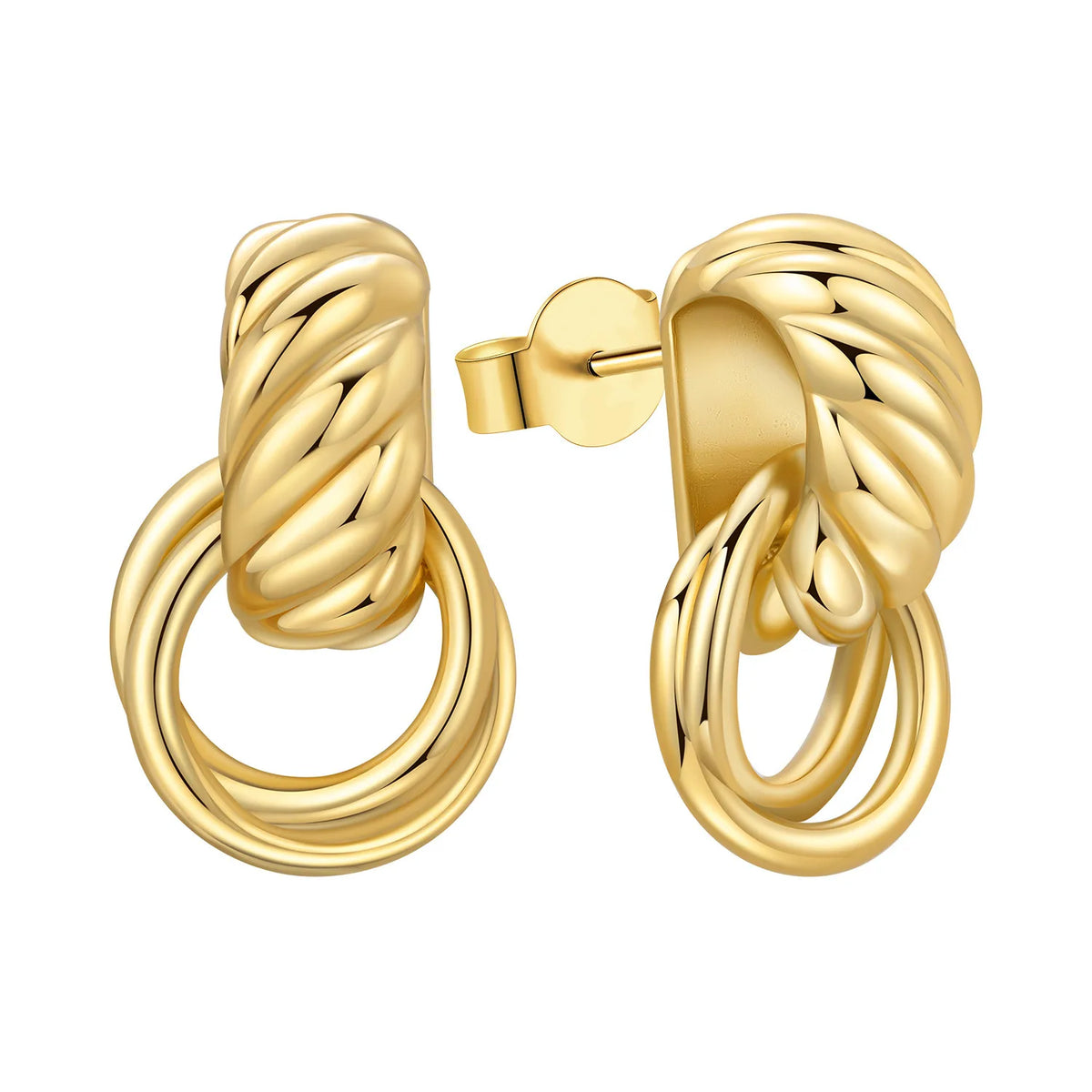 925 Silver 18K Gold Knot Stud Earrings