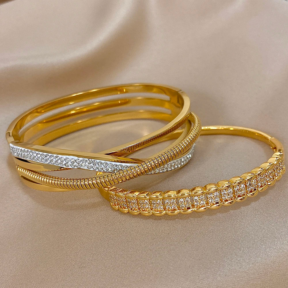 ✨ Rhinestone Open Cuff Bracelet Set