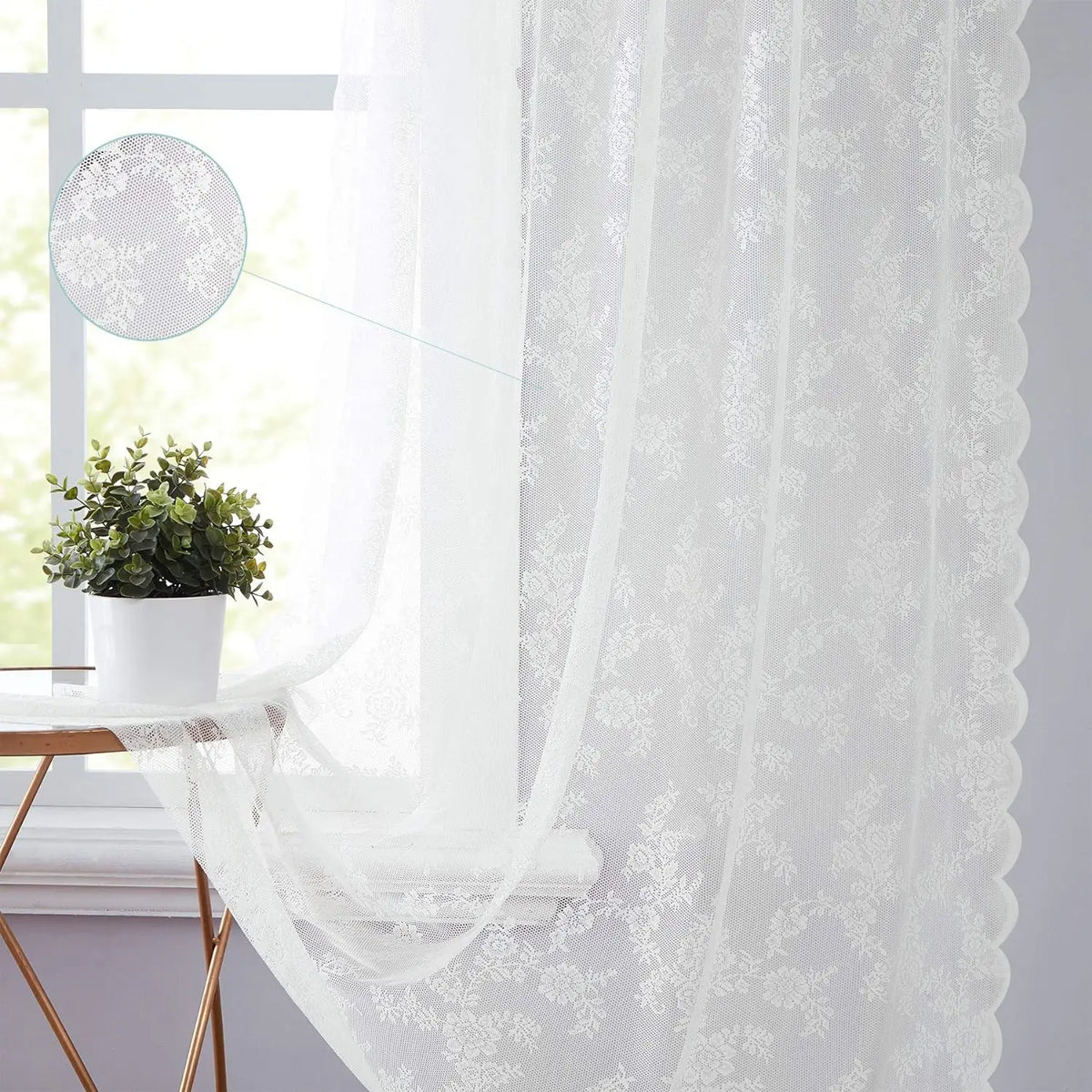 Vintage Floral Lace Curtain Panel