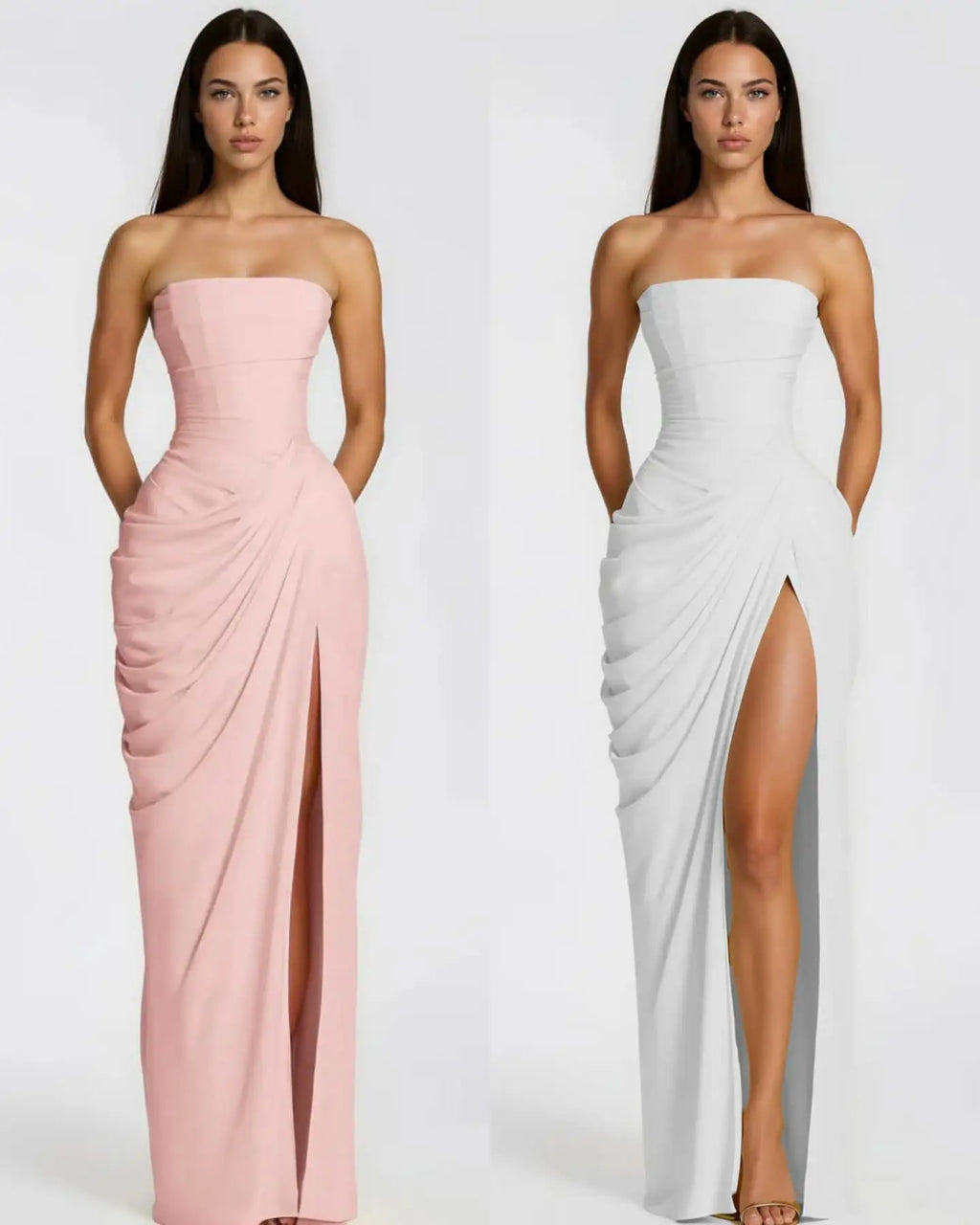 Strapless Side Slit Prom Dress