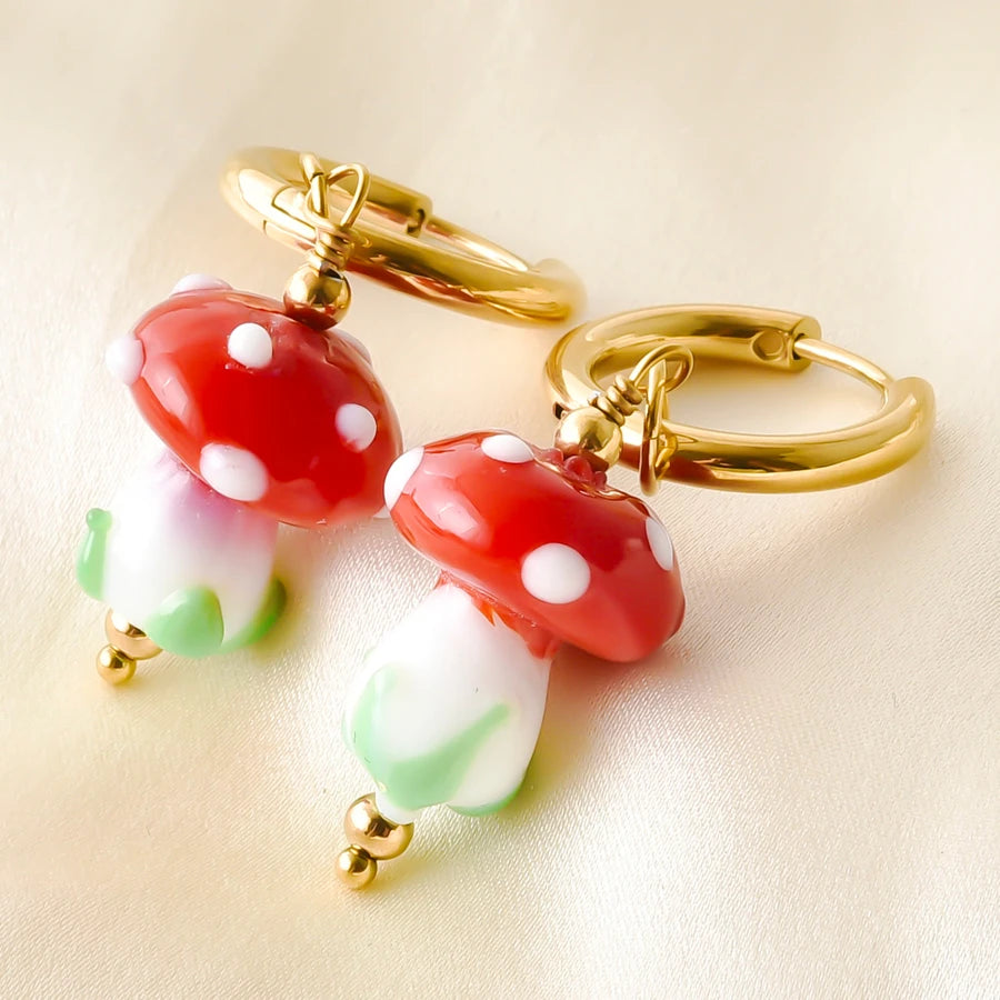 Colorful Glass Bead Huggie Hoops