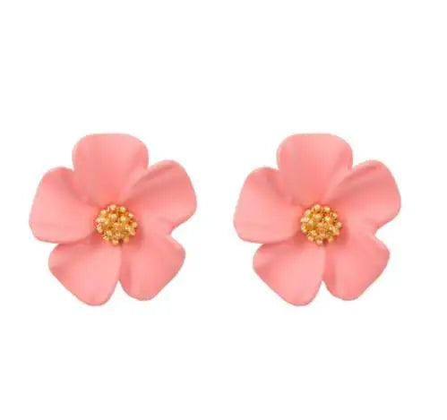 Colorful Enamel Big Flower Earrings