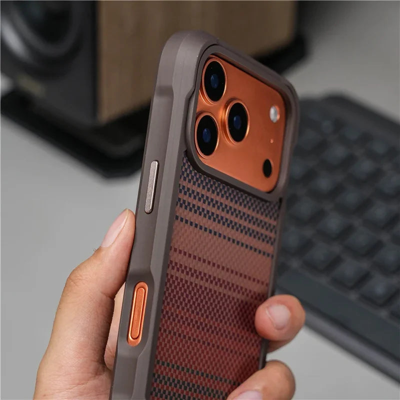 🧬 Geometric Tech Woven Magnetic Case