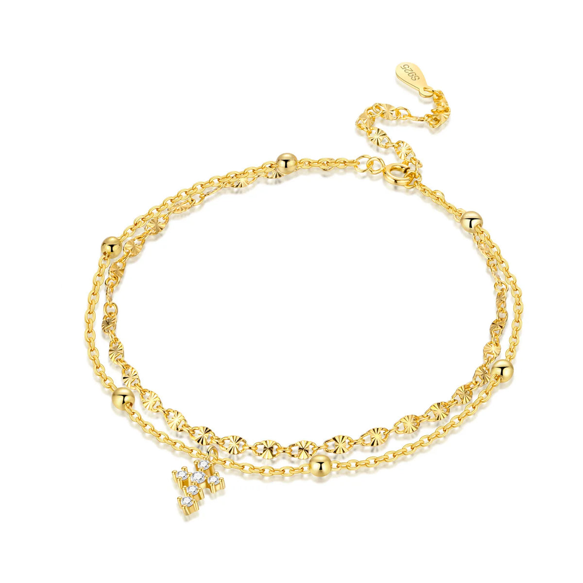 925 Silver Boho Double-Layer Anklet