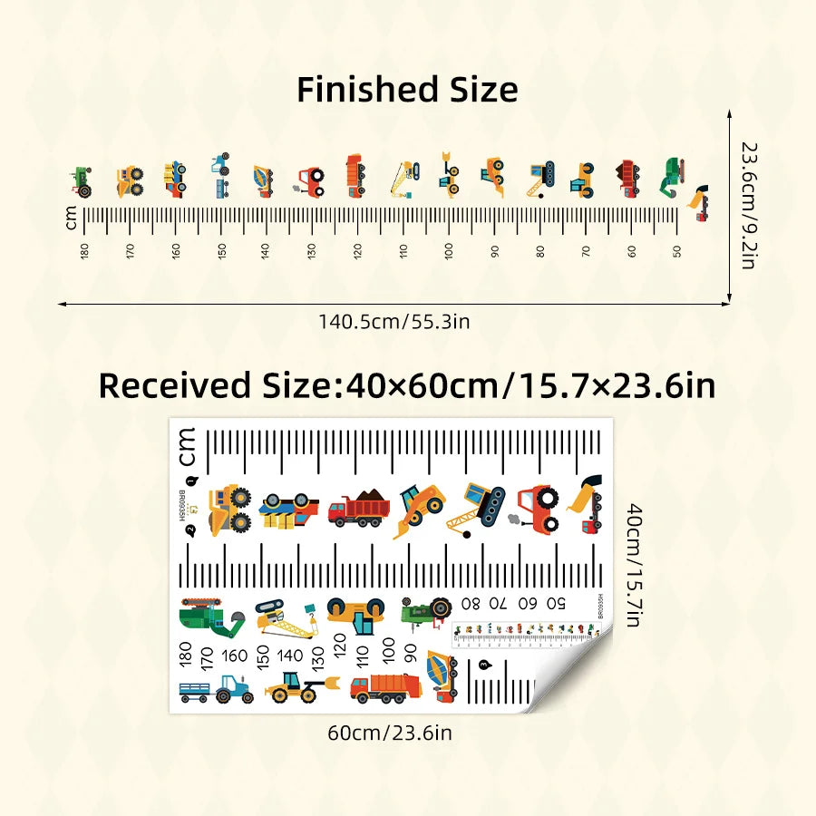 Kids Car Height Chart Wall Sticker