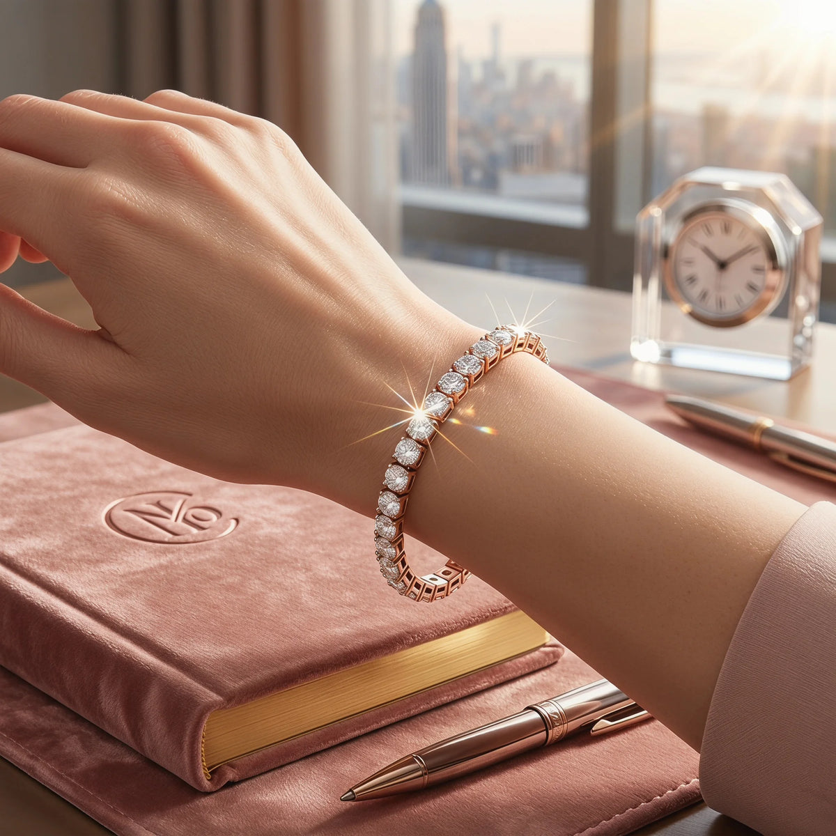 925 Silver Rose Gold Tennis Bracelet