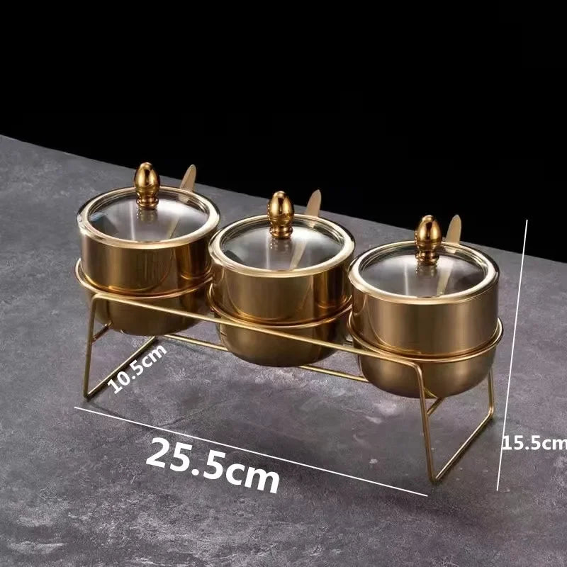 Gold Glass Spice Jar with Spoon