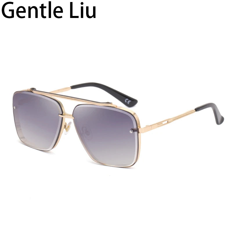 Men's Oversized Rimless Square Sunglasses
