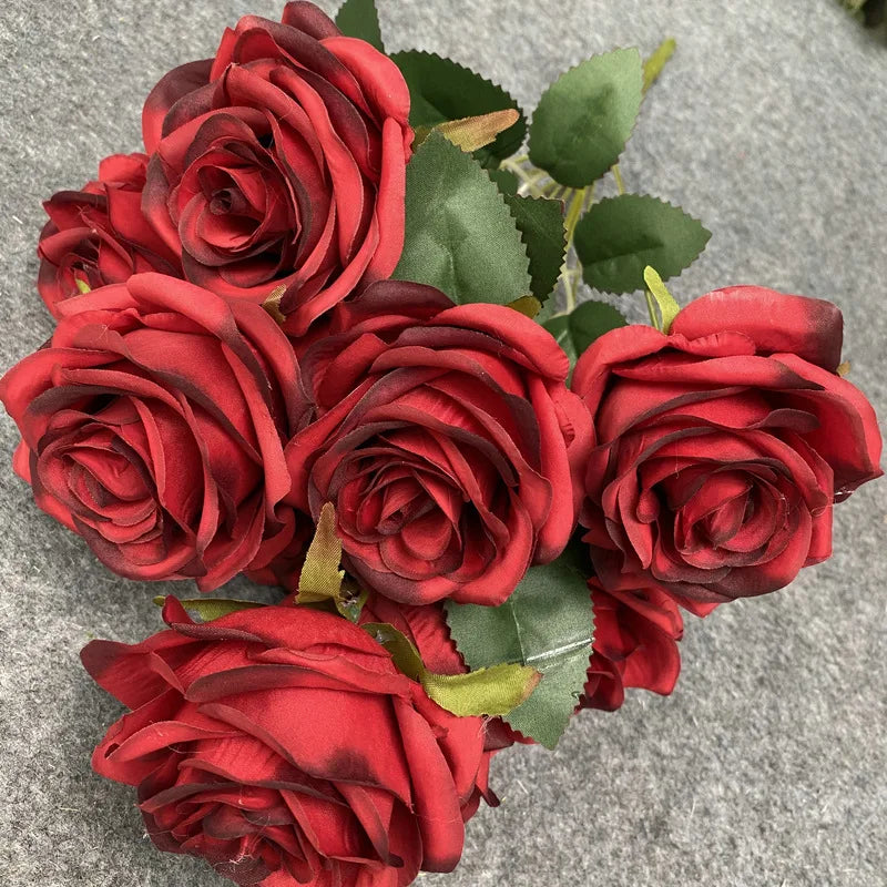 9-Head Artificial Rose Bouquet