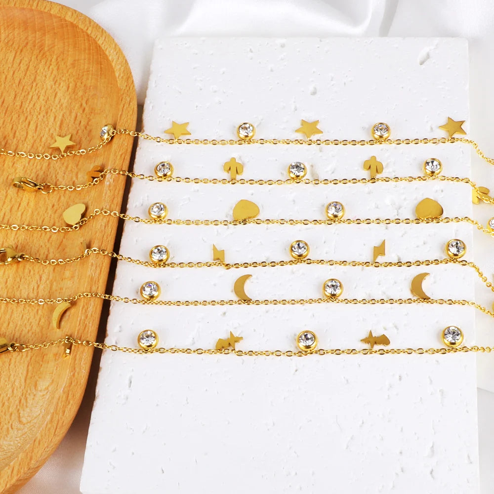 Crystal Hamsa Hand Gold Anklet