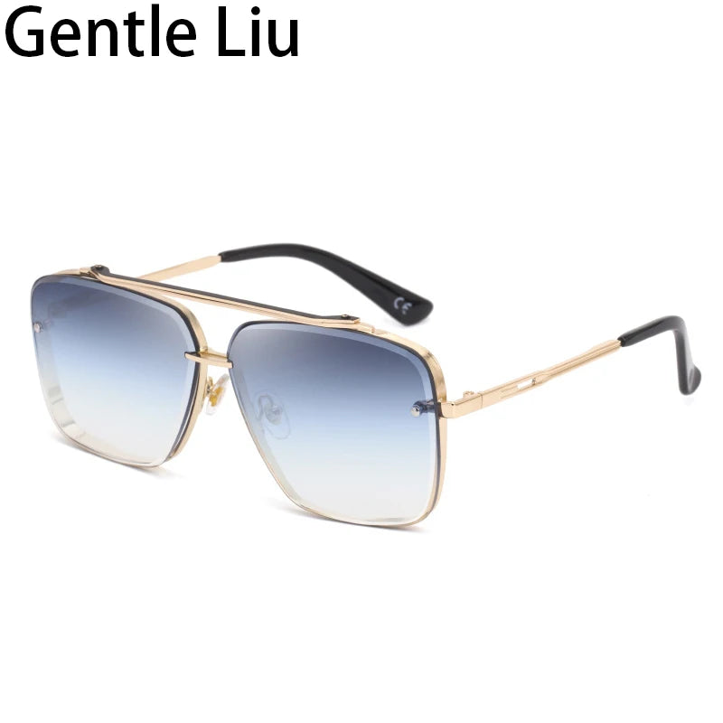 Men's Oversized Rimless Square Sunglasses