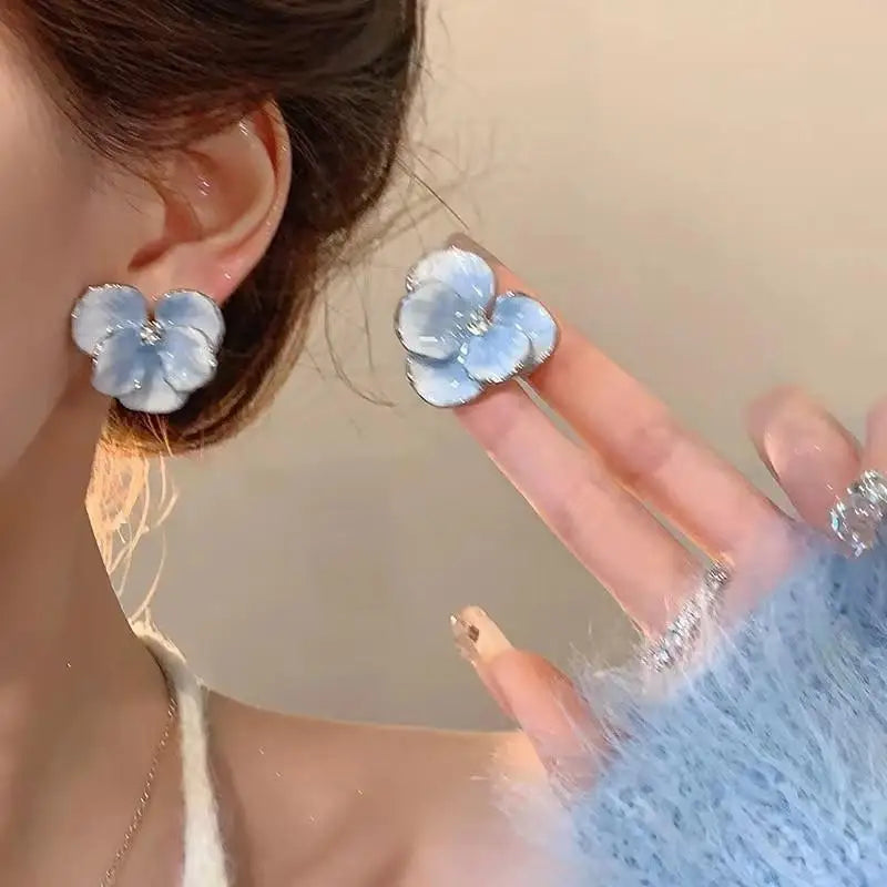 Colorful Enamel Big Flower Earrings