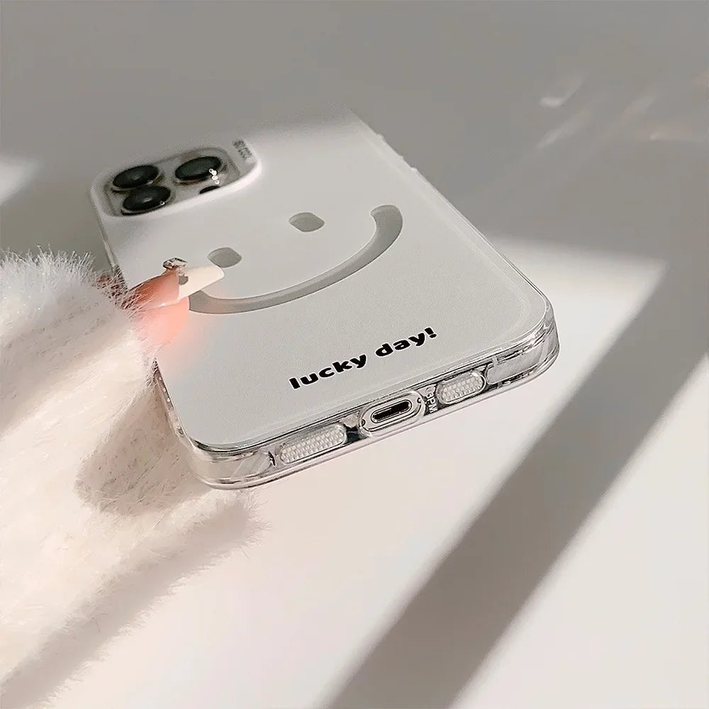 White Smiley Face iPhone Case