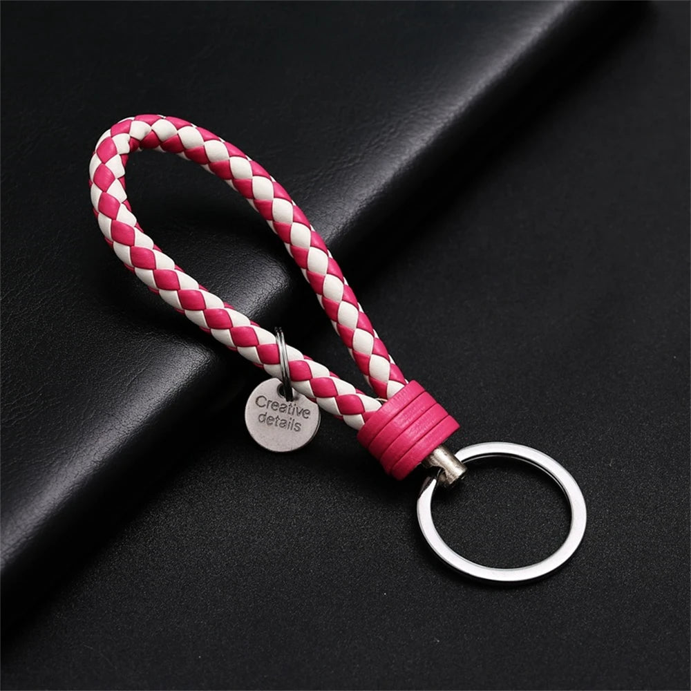 Braided Leather Rope Keychain