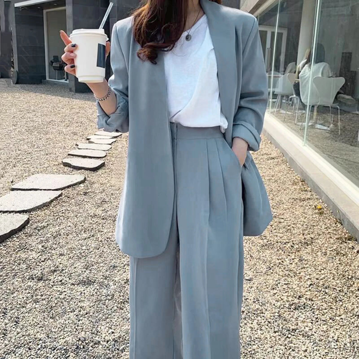 Women's Business Suit – Jacket & Wide-Leg Pants