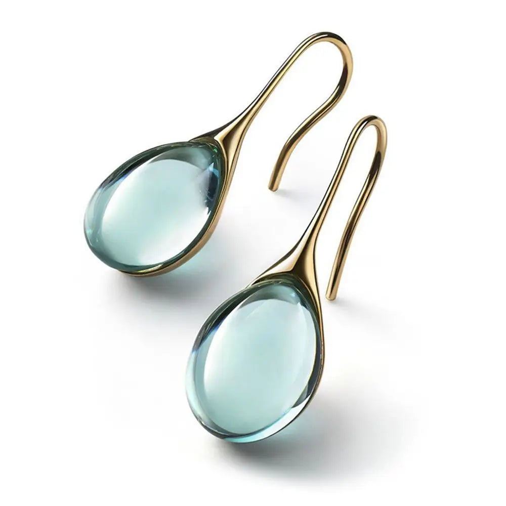 Gold & Blue Stone Dangle Earrings