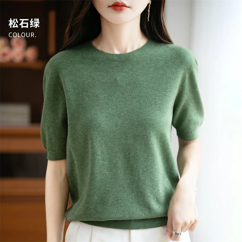 100% Merino Wool Short Sleeve Sweater