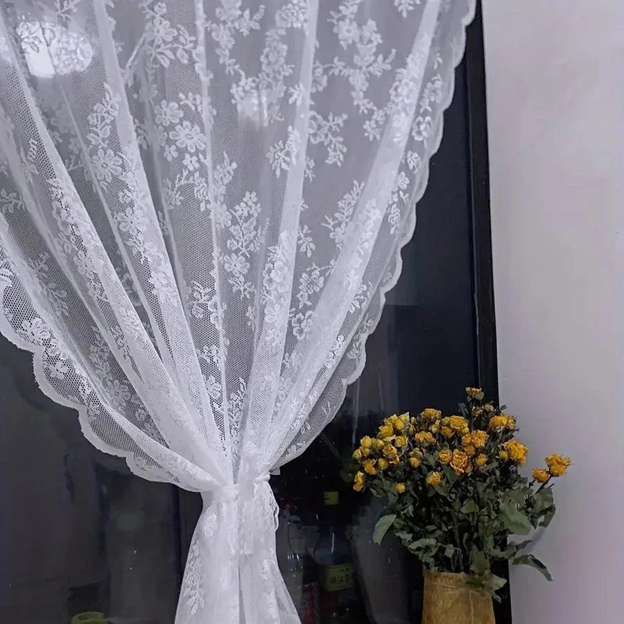 Vintage Floral Lace Curtain Panel