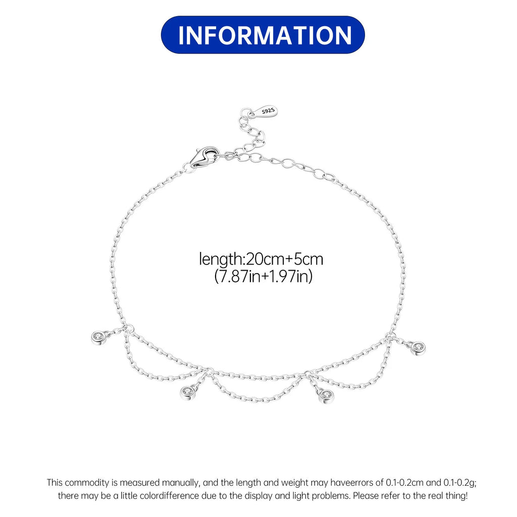 925 Silver Stone Tassel Anklet