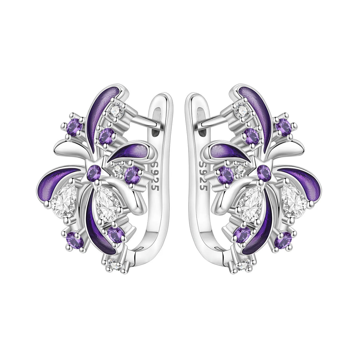 925 Silver Blue Star River Hoop Earrings