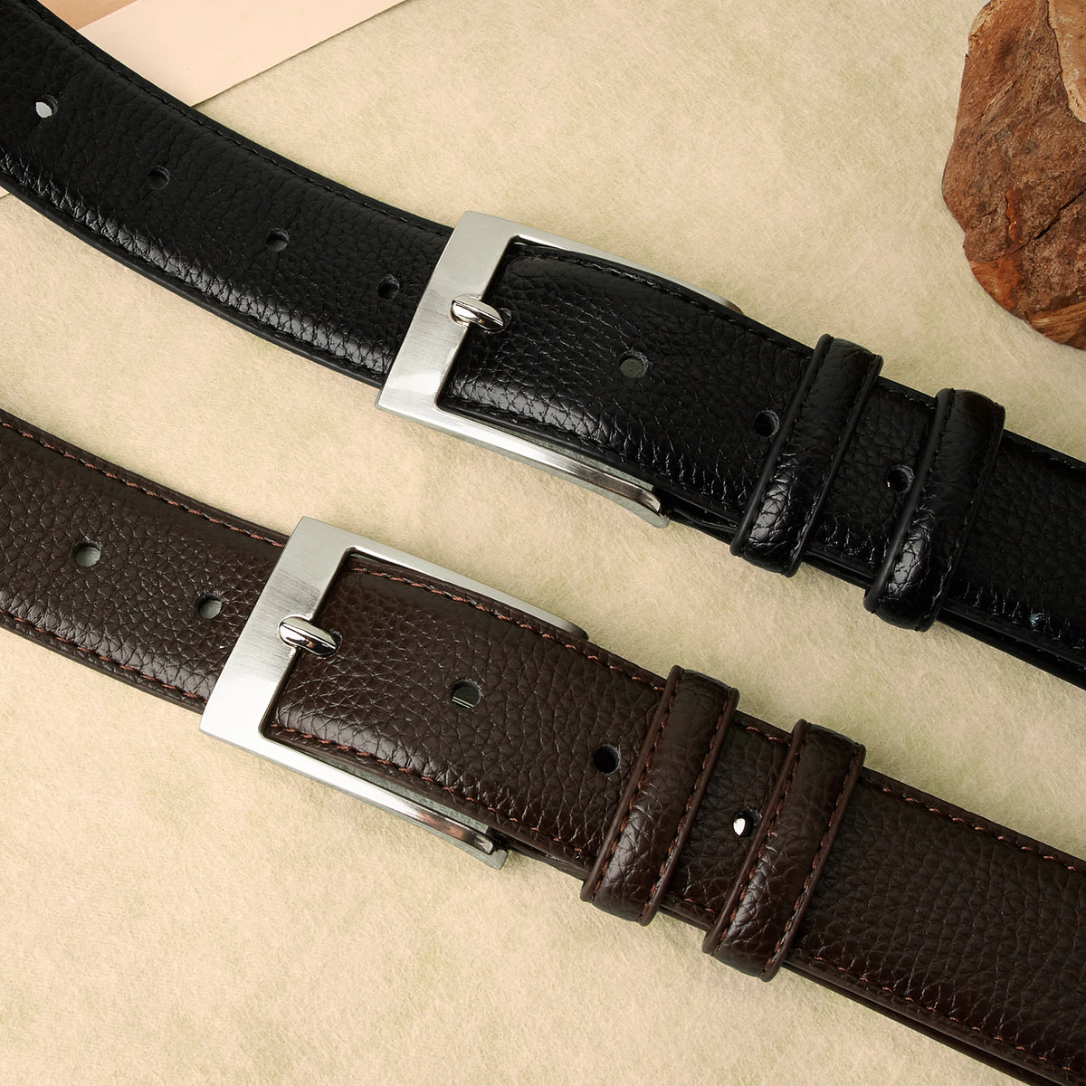 Men's Textured Leather Business Belt