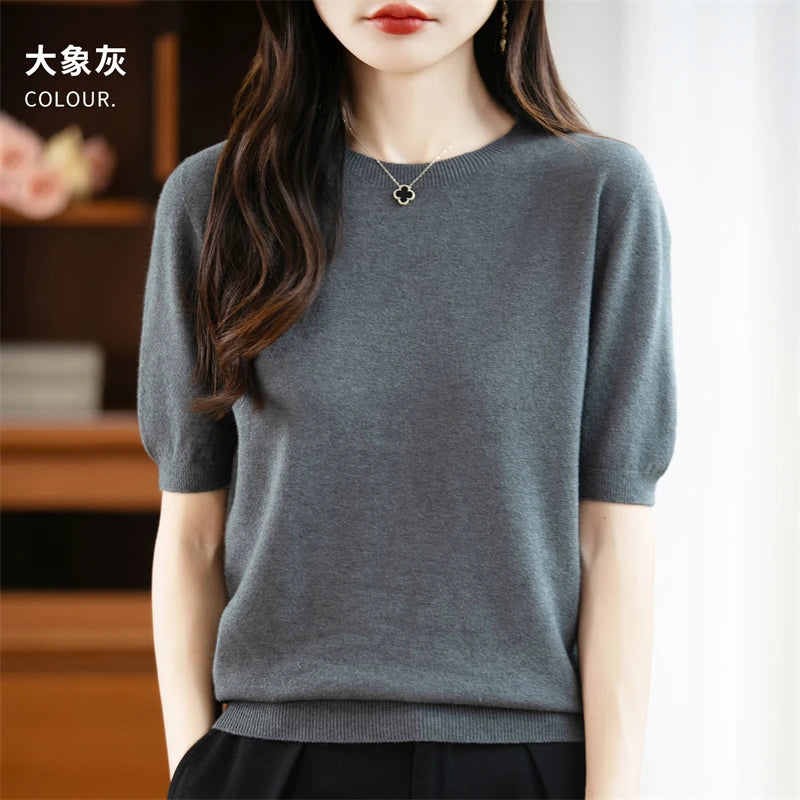 100% Merino Wool Short Sleeve Sweater