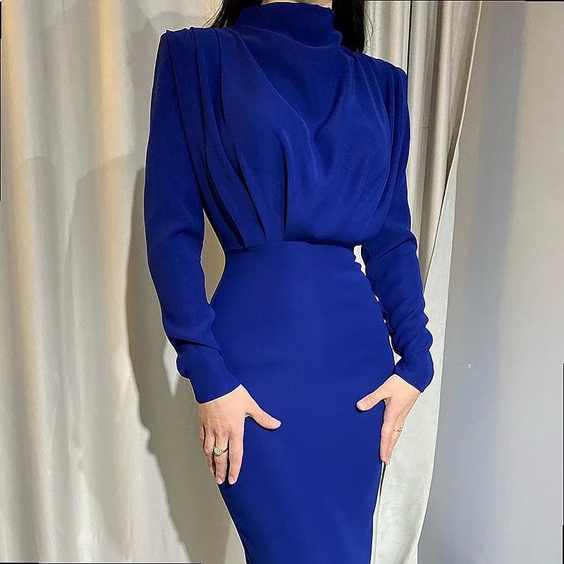 Elegant Long Sleeve Waisted Dress